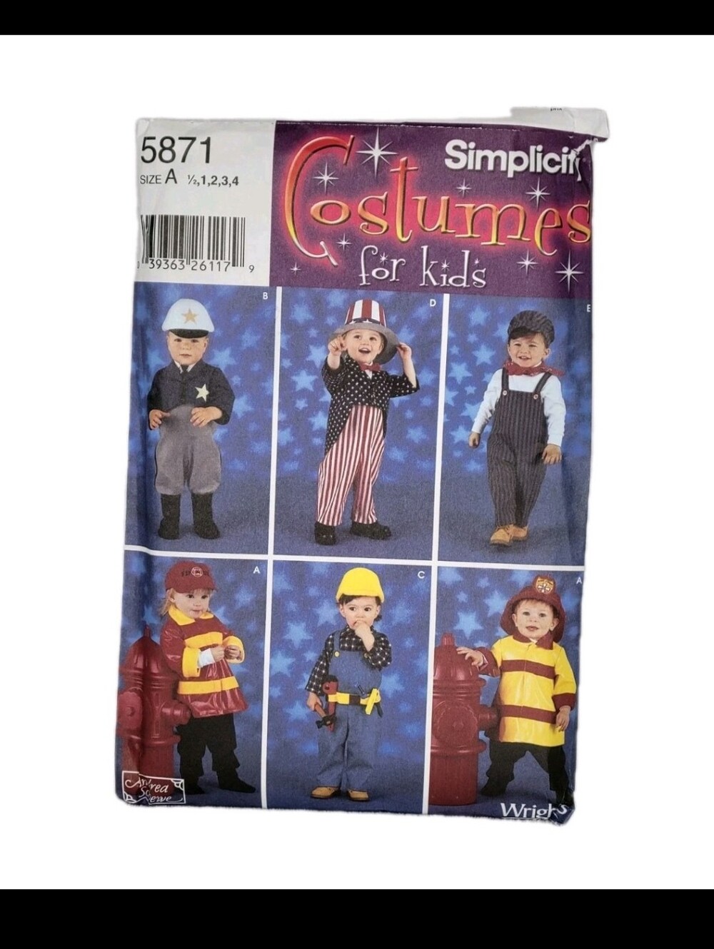 Simplicity #5871 Toddler Costumes Uncle Sam Conductor Size A5-4 Cut Vintage 2002